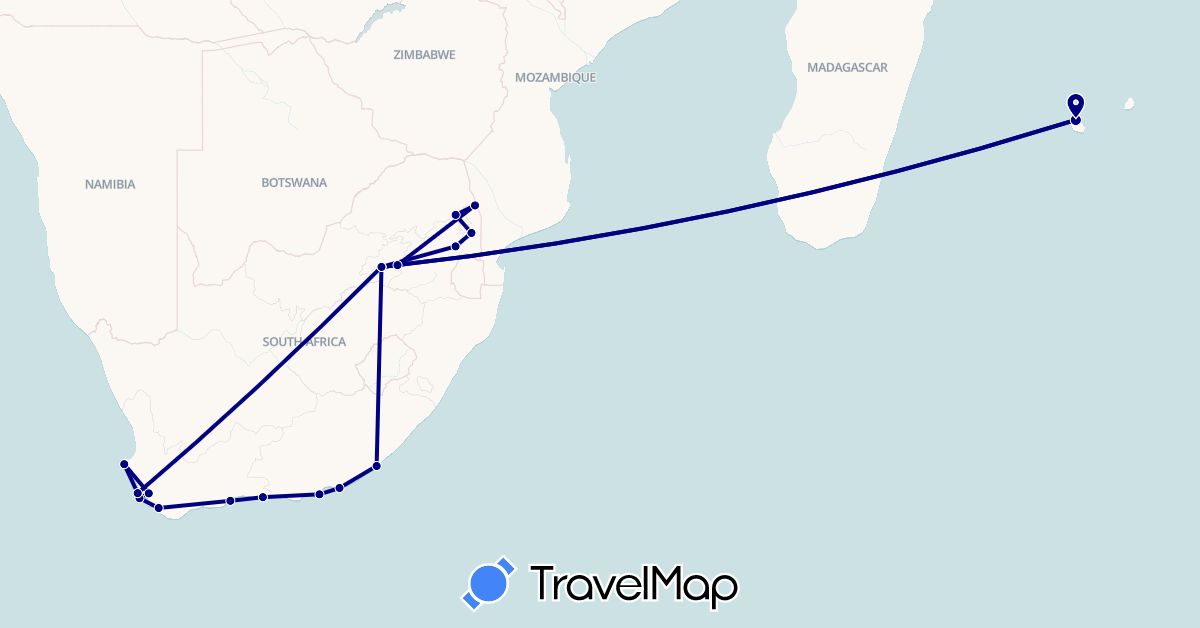 TravelMap itinerary: driving in Réunion, South Africa (Africa)
